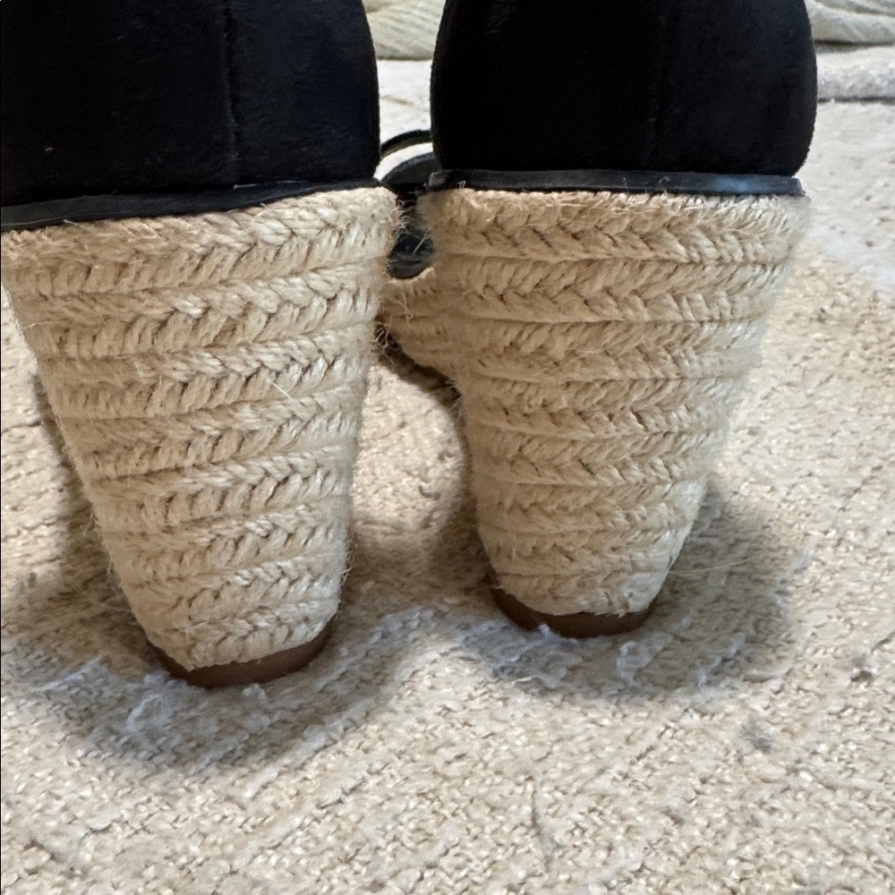 Banana Republic Suade Black Wedge Sandals with Espadrille Sole - Picture 6 of 8
